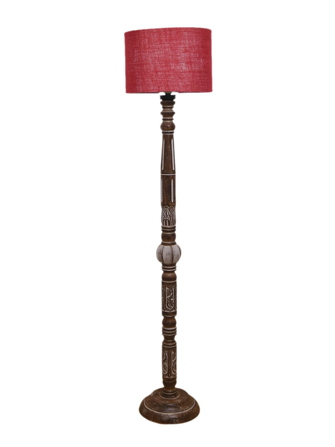 Maroon Jute Wooden Floor Lamp -12-(12x56.7inches)