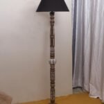 Black Cotton Conical Wooden Floor Lamp -21 (14×55.75inches)