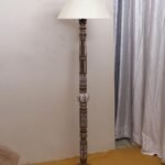 White Jute Conical Wooden Floor Lamp -28-(14×55.75inches)