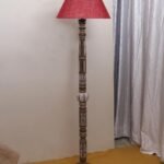 Maroon Jute Conical Wooden Floor Lamp -30-(14×55.75inches)