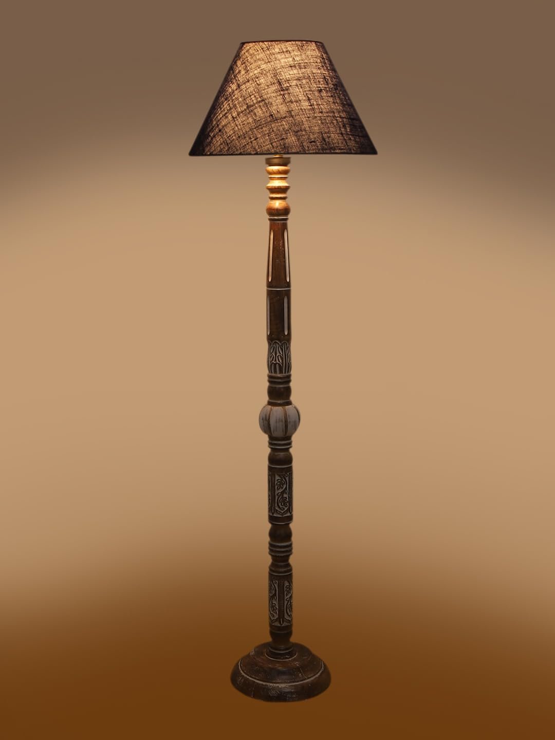 Blue Jute Wooden Floor Lamp -31-(14x55.75inches)