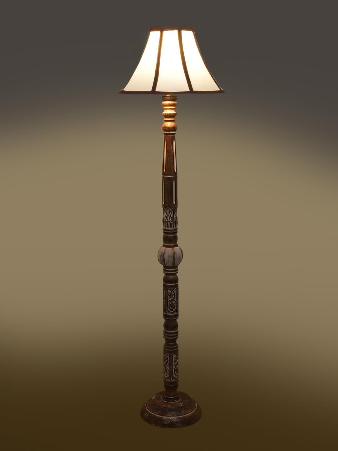 Multiclored Cotton Wooden Floor Lamp -39-(12x54.8inches)