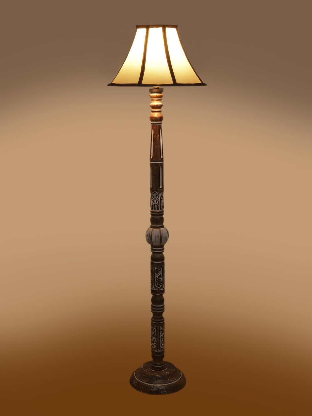 Multiclored Cotton Wooden Floor Lamp -39-(12x54.8inches)