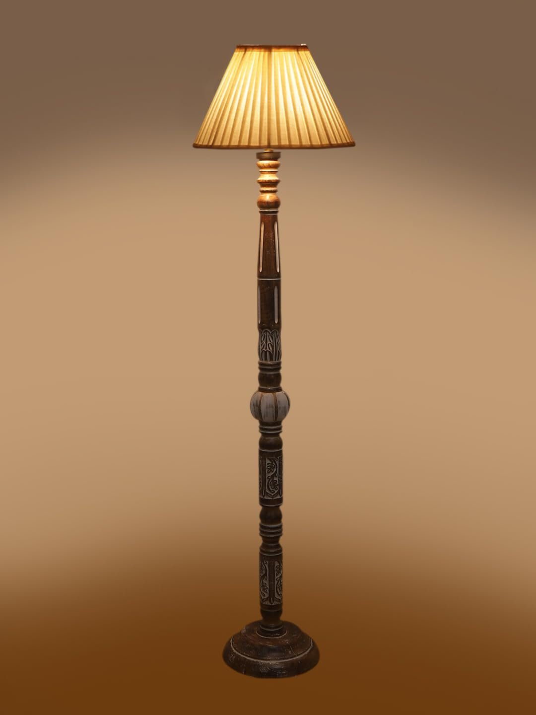 Cotton Straight Pleated Wooden Floor Lamp -42-(12x54.8inches)