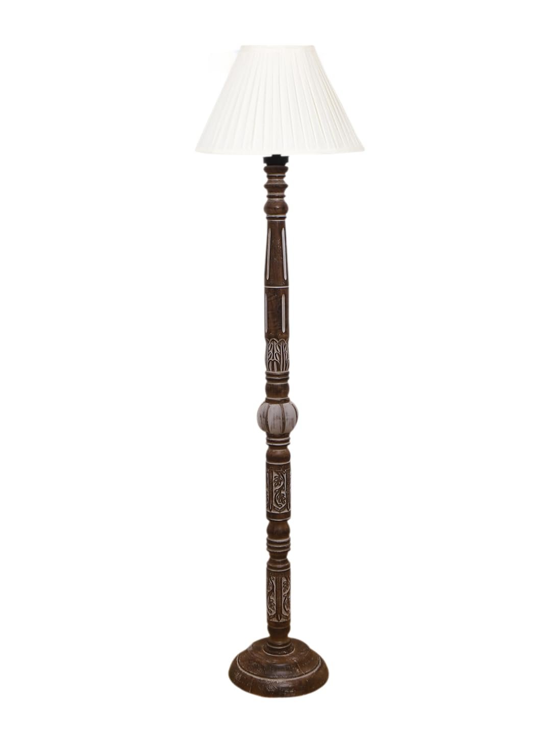 Cotton Straight Pleated Wooden Floor Lamp -42-(12x54.8inches)