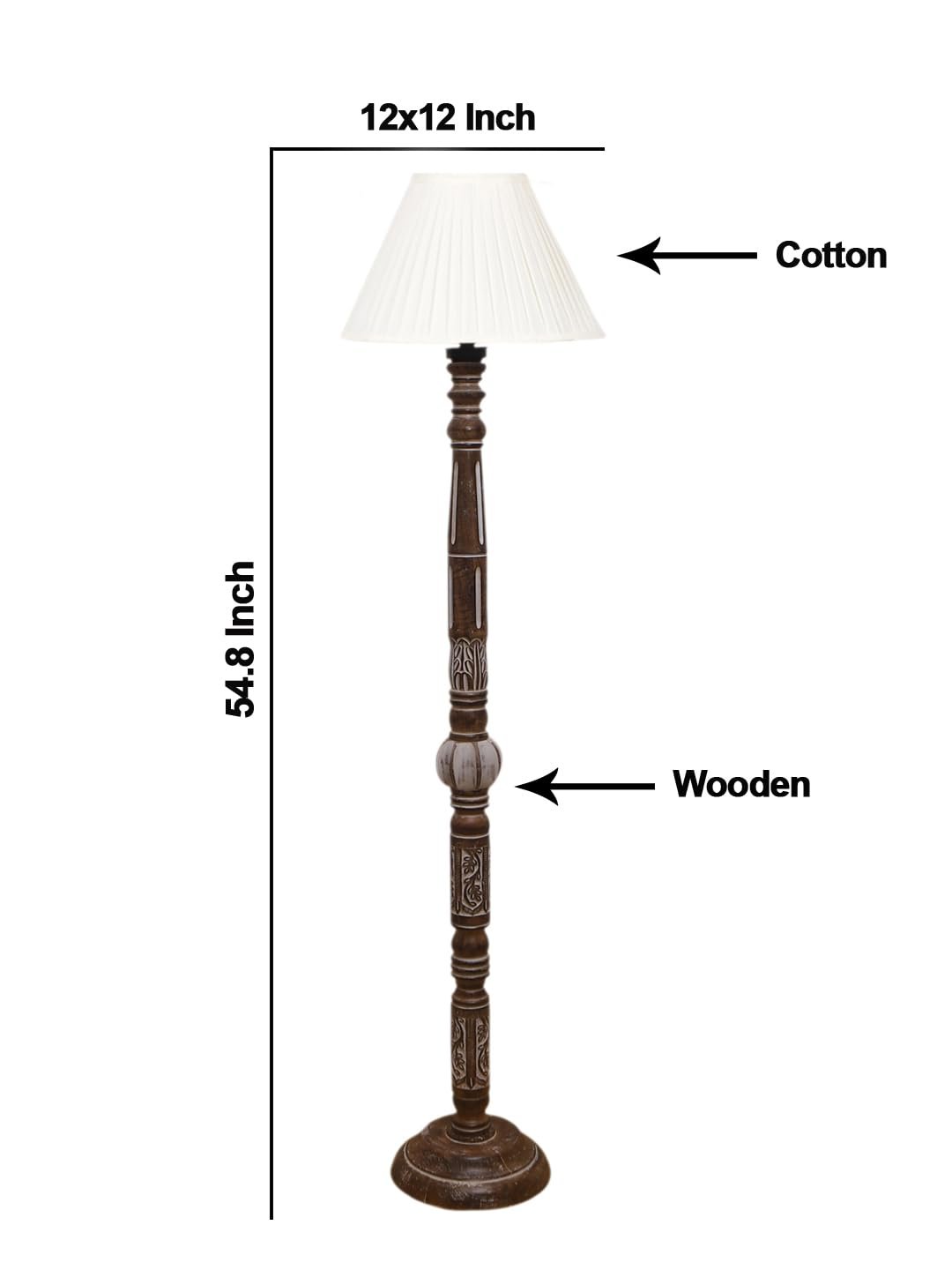 Cotton Straight Pleated Wooden Floor Lamp -42-(12x54.8inches)