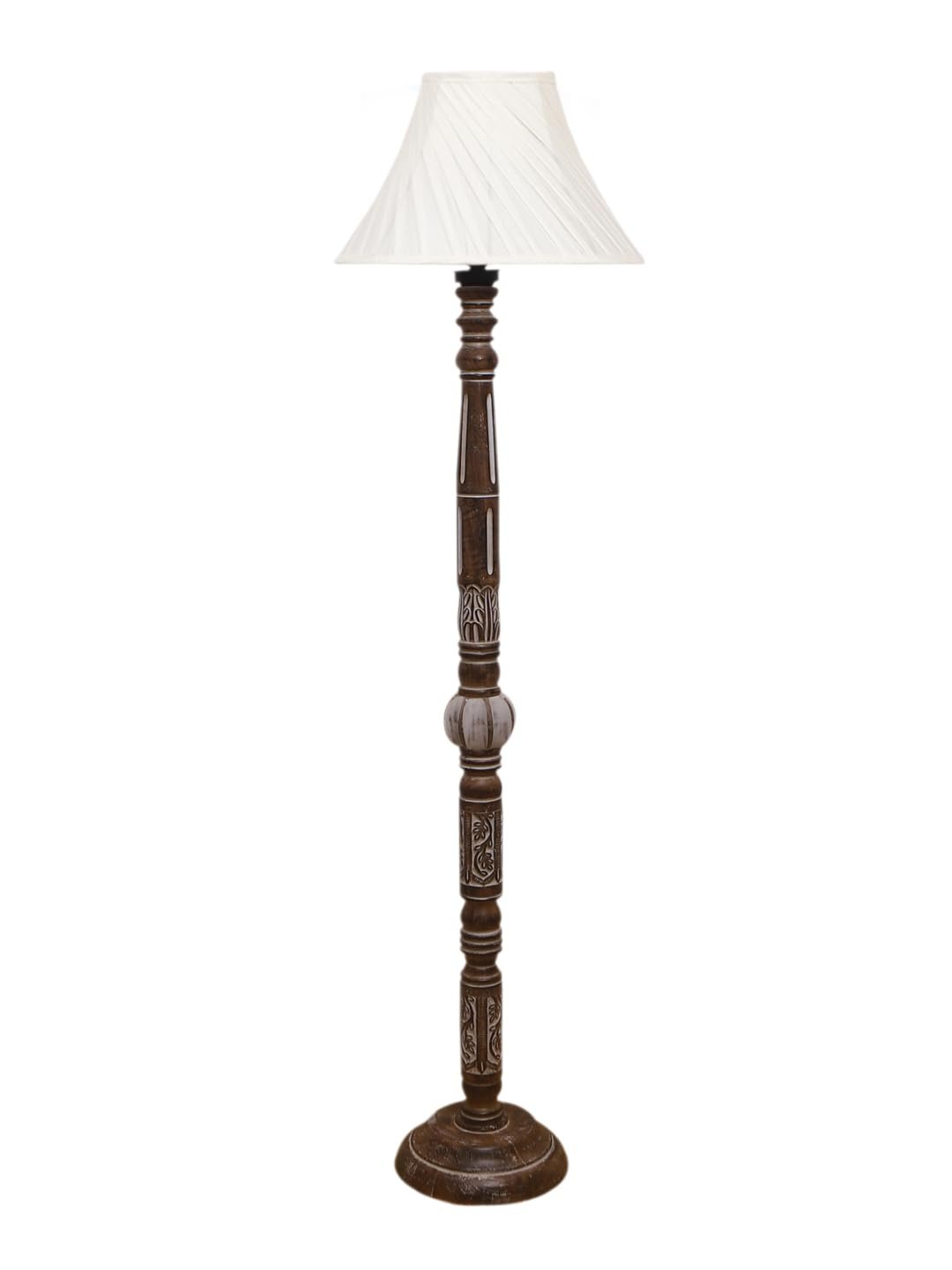 Cross Pleated Cotton Wooden Floor Lamp -43-(12x54.8inches)
