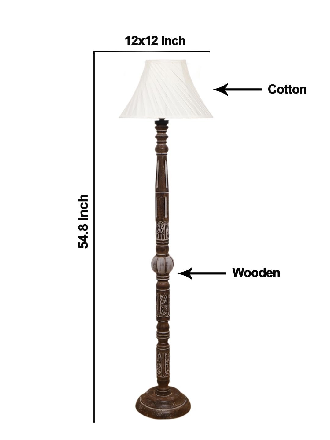 Cross Pleated Cotton Wooden Floor Lamp -43-(12x54.8inches)