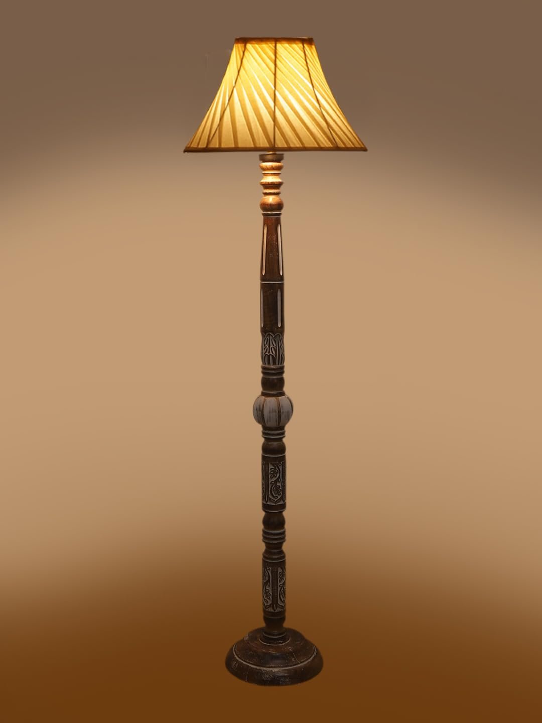 Cross Pleated Cotton Wooden Floor Lamp -43-(12x54.8inches)