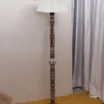 Vintage Cotton Shade Wood Floor Lamp -44-(12×53.75inches)