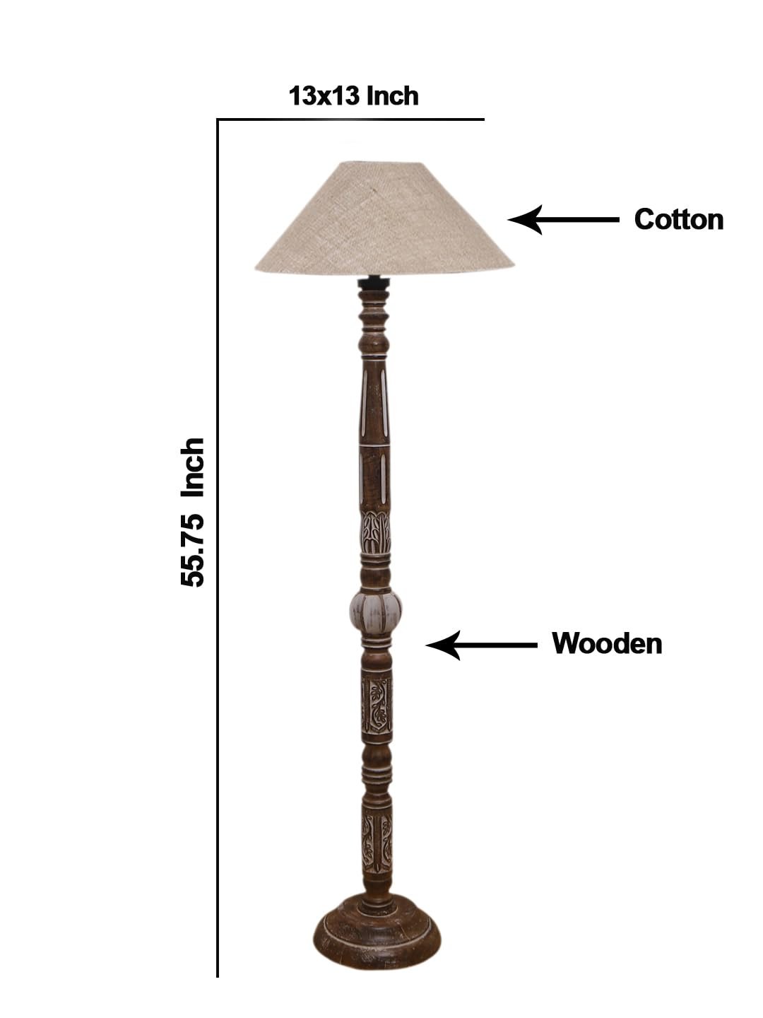 Beige Jute Coolie Floor Lamp -45-(13x53.75 Inches)