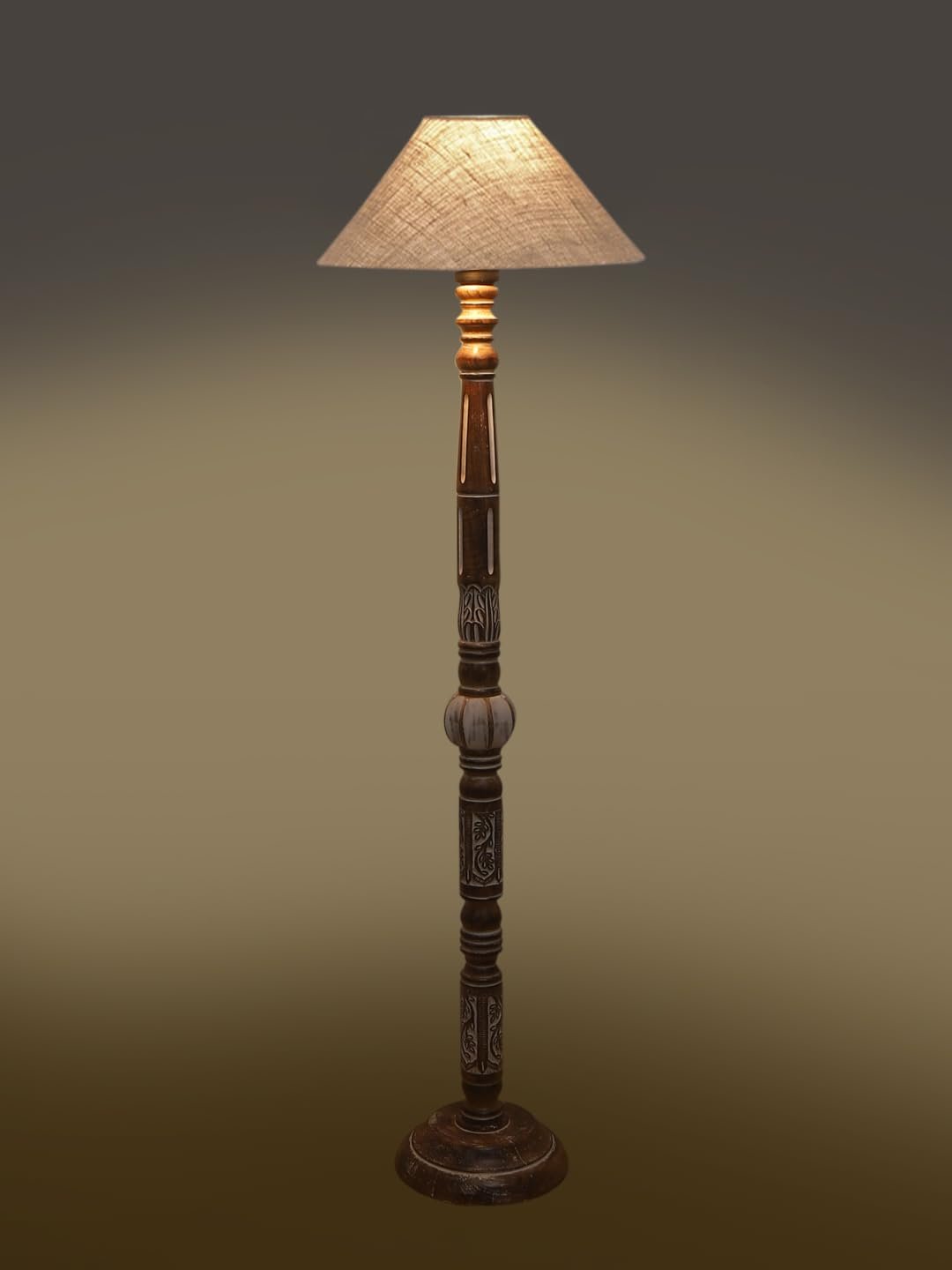 Beige Jute Coolie Floor Lamp -45-(13x53.75 Inches)