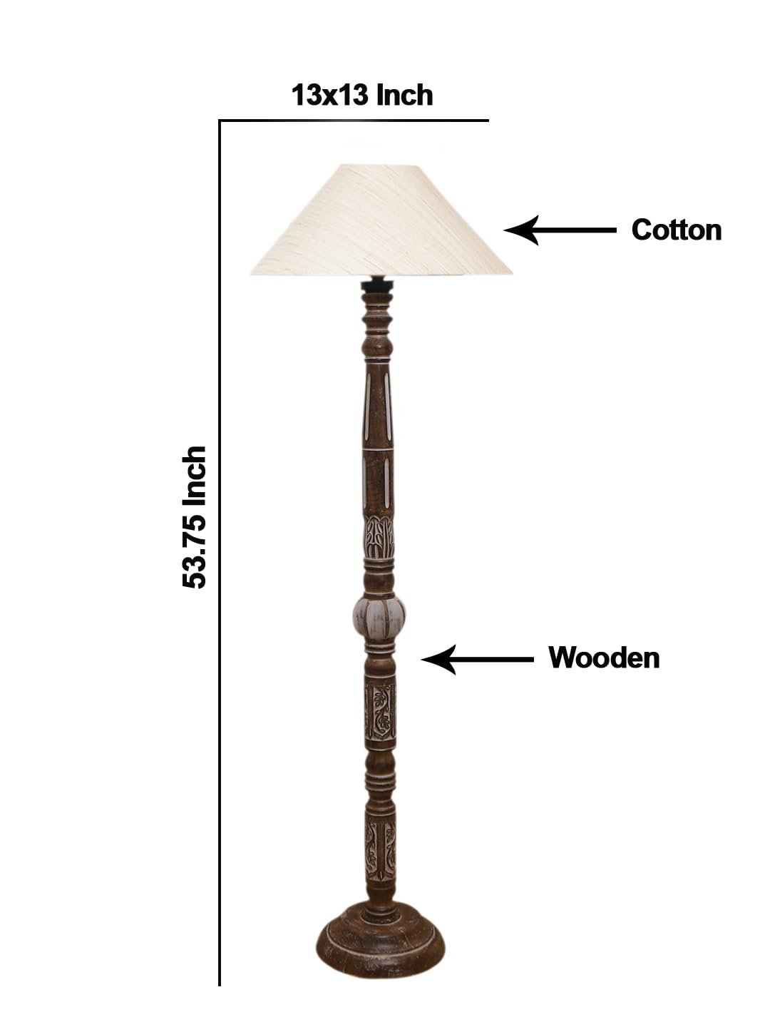 Off-White Cotton Coolie Floor Lamp -46(13x53.75inches)