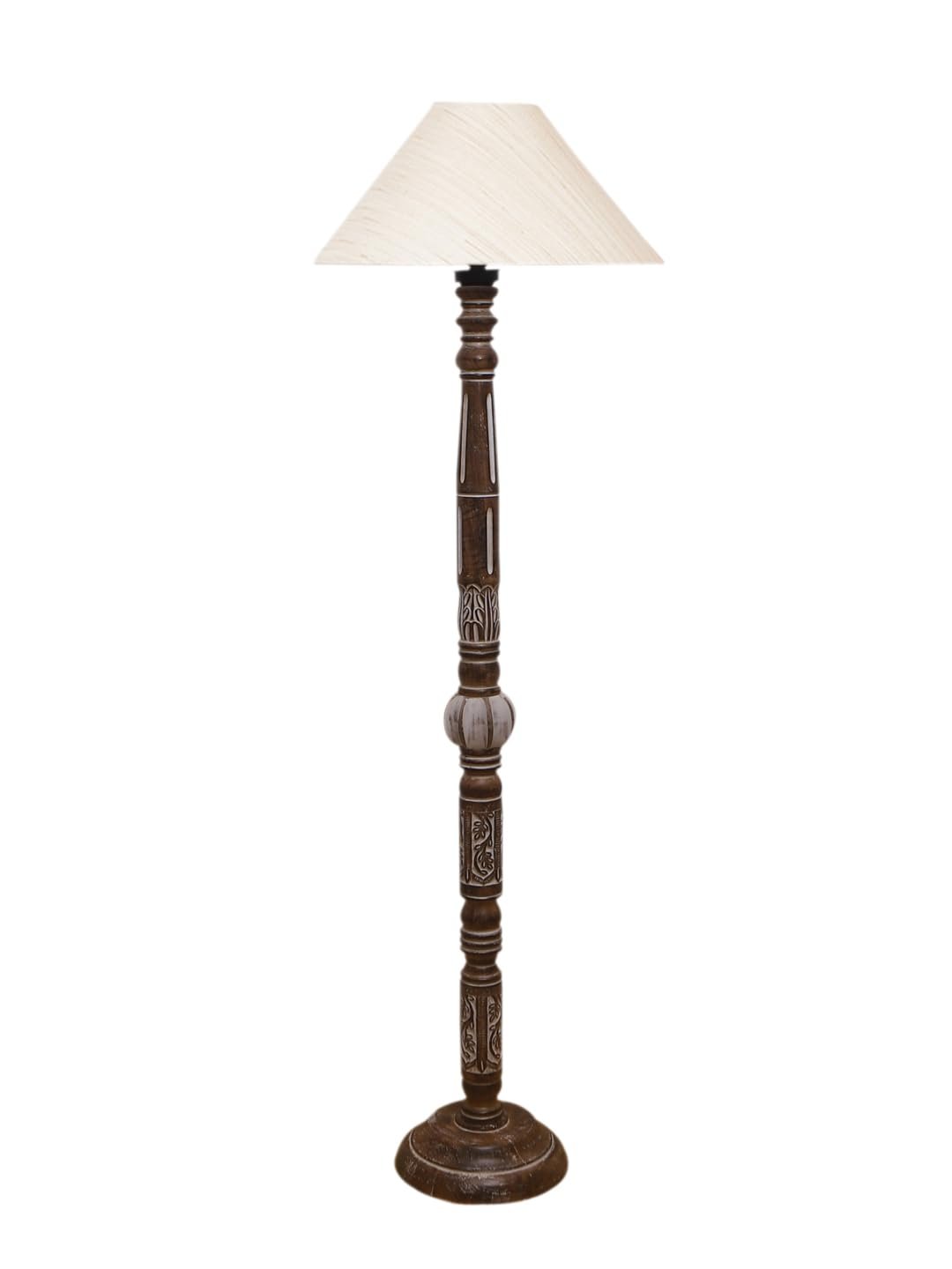 Off-White Cotton Coolie Floor Lamp -46(13x53.75inches)