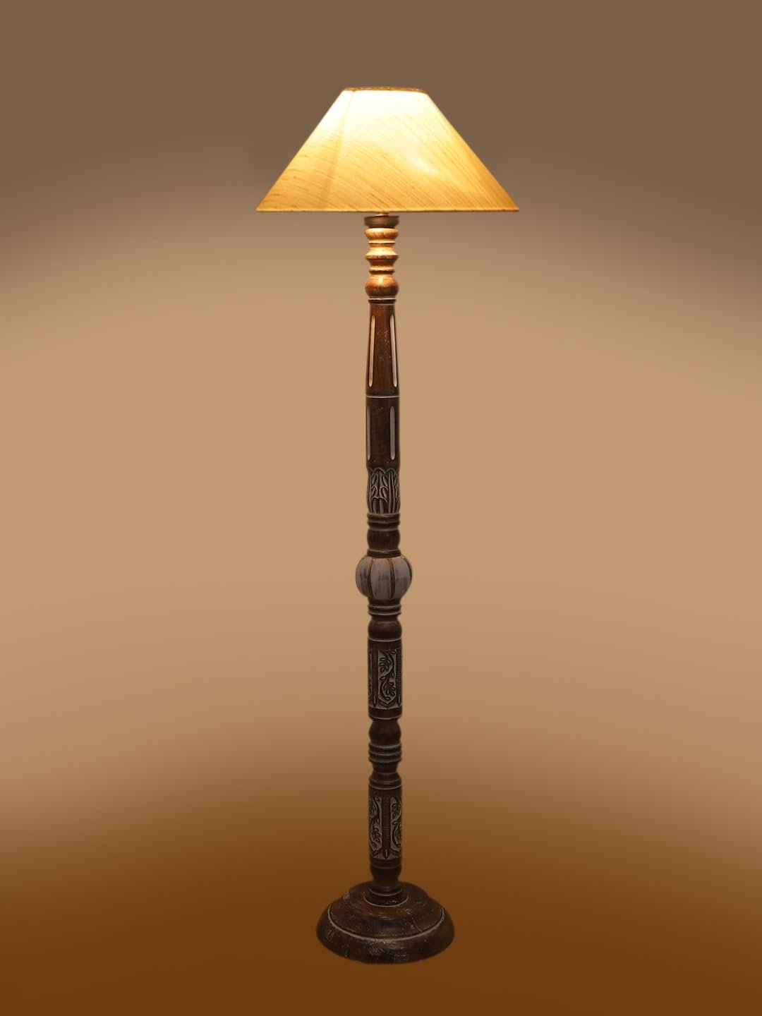 Off-White Cotton Coolie Floor Lamp -46(13x53.75inches)