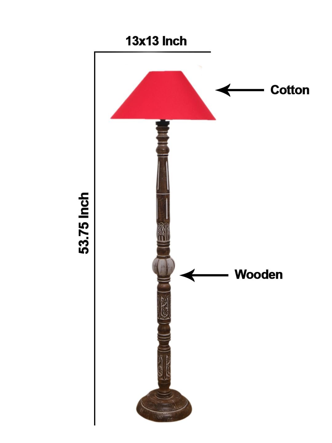 Red Cotton Coolie Floor Lamp -47 (13x53.75 inches)