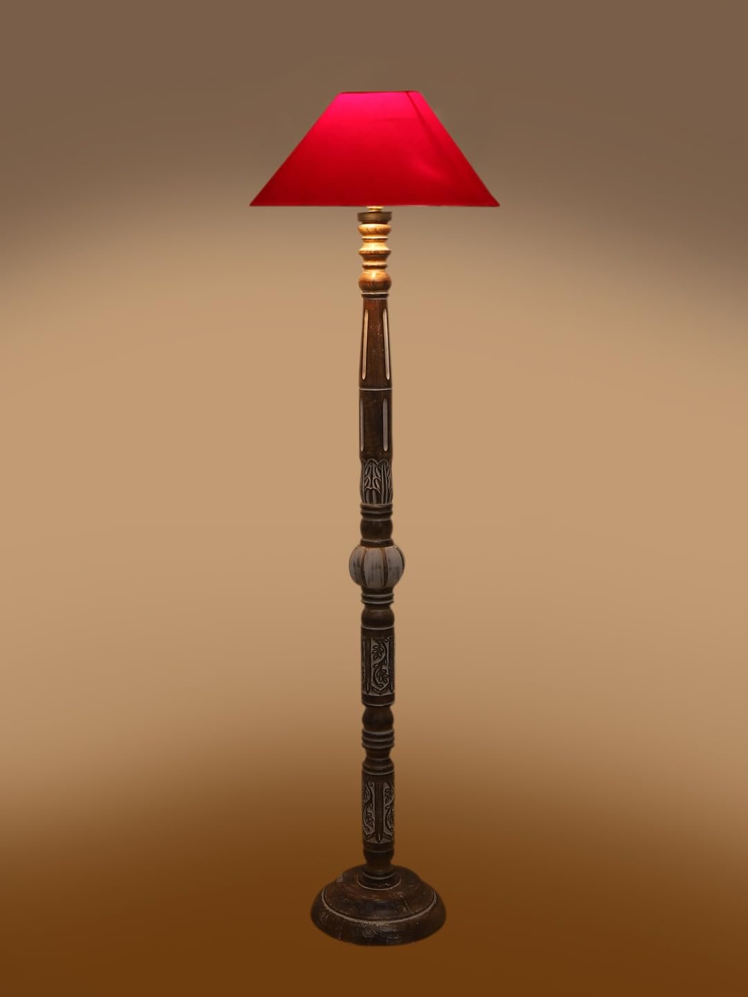Red Cotton Coolie Floor Lamp -47 (13x53.75 inches)