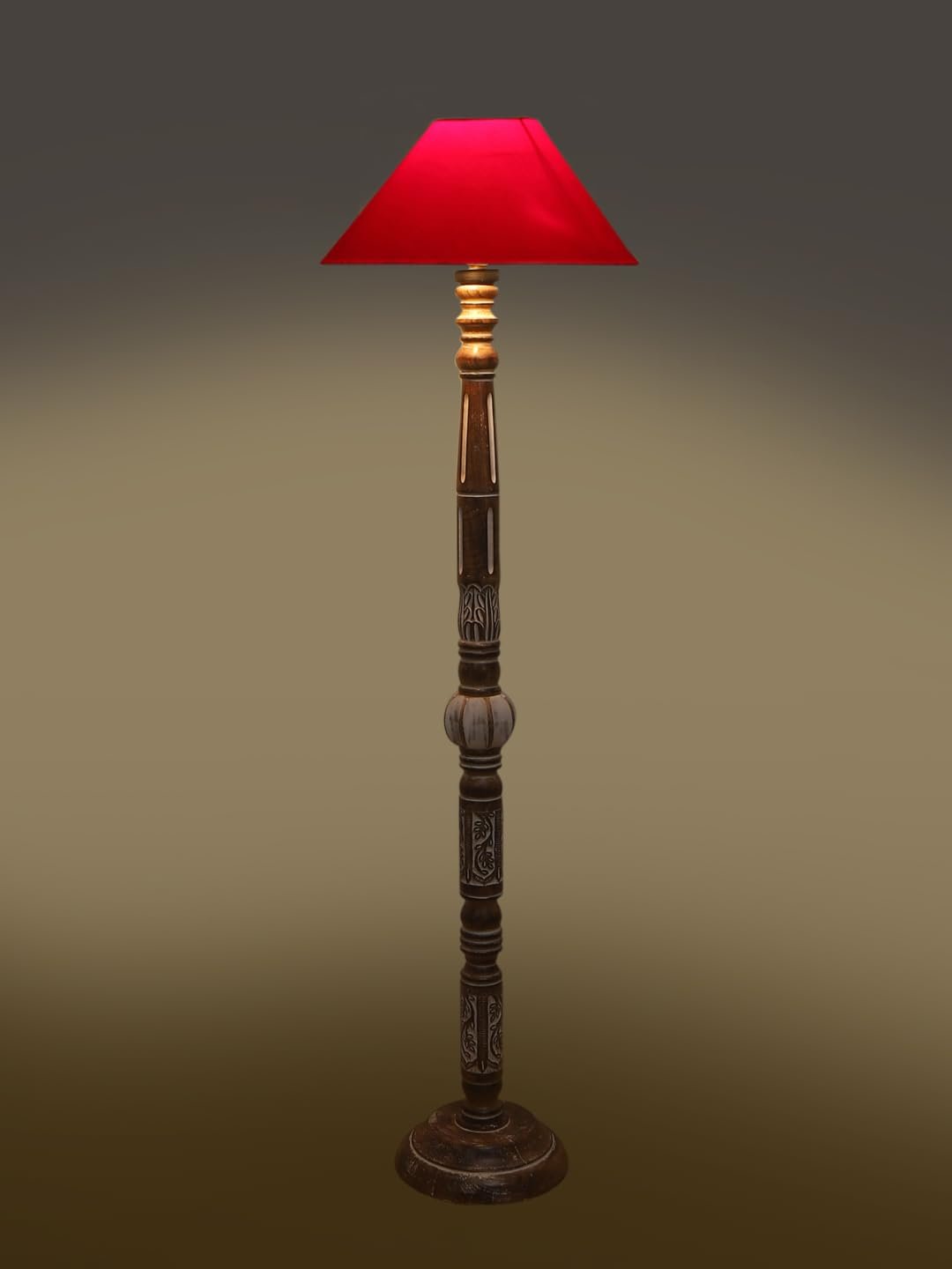 Red Cotton Coolie Floor Lamp -47 (13x53.75 inches)