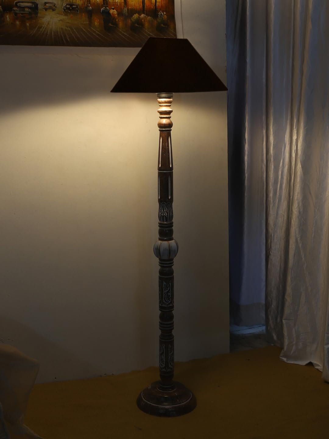 Black Cotton Coolie Floor Lamp -48(13x53.75 inches)