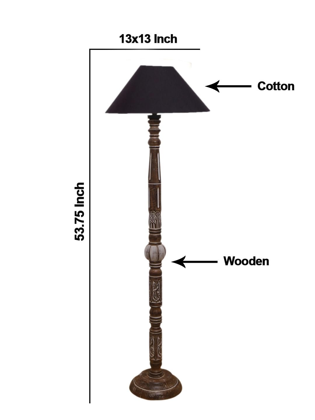 Black Cotton Coolie Floor Lamp -48(13x53.75 inches)