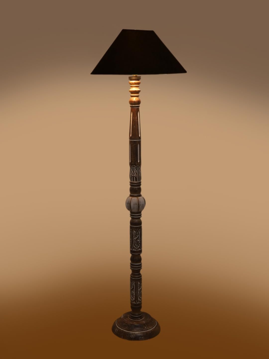Black Cotton Coolie Floor Lamp -48(13x53.75 inches)