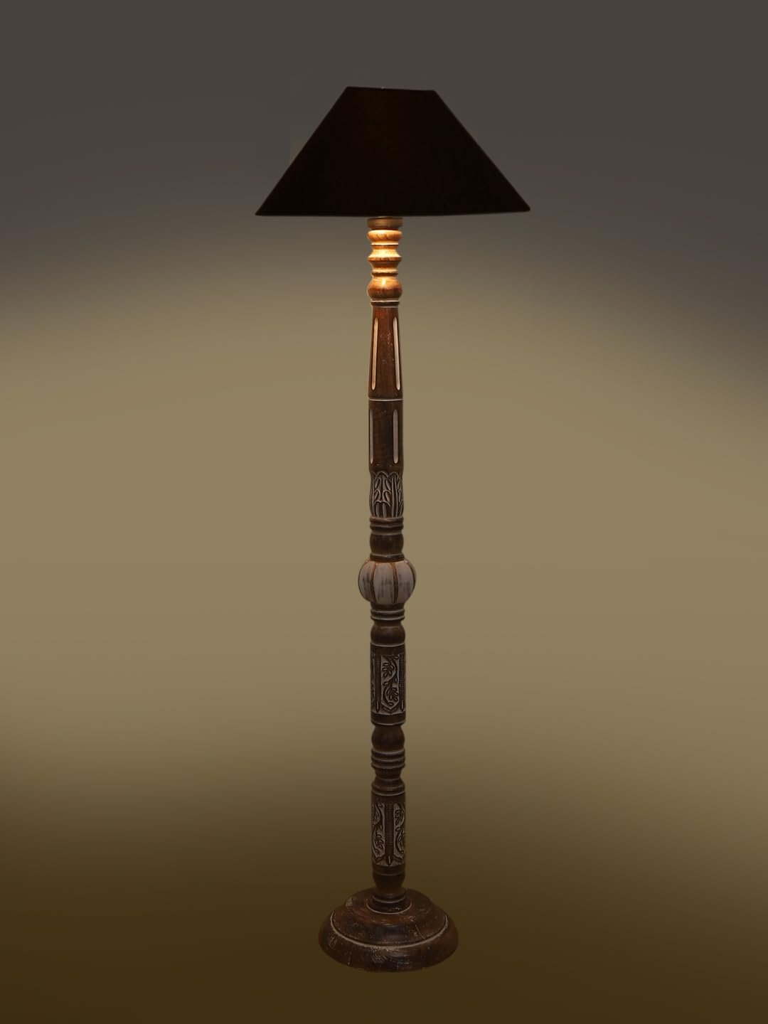Black Cotton Coolie Floor Lamp -48(13x53.75 inches)