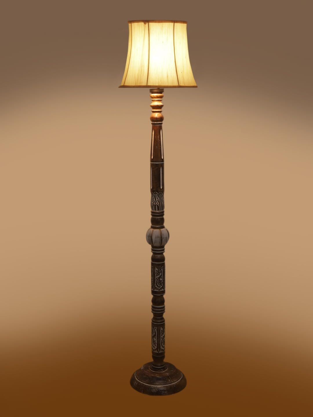 Soft Back Cotton Off-White Wooden Floor Lamp -53(12x56 Inches)