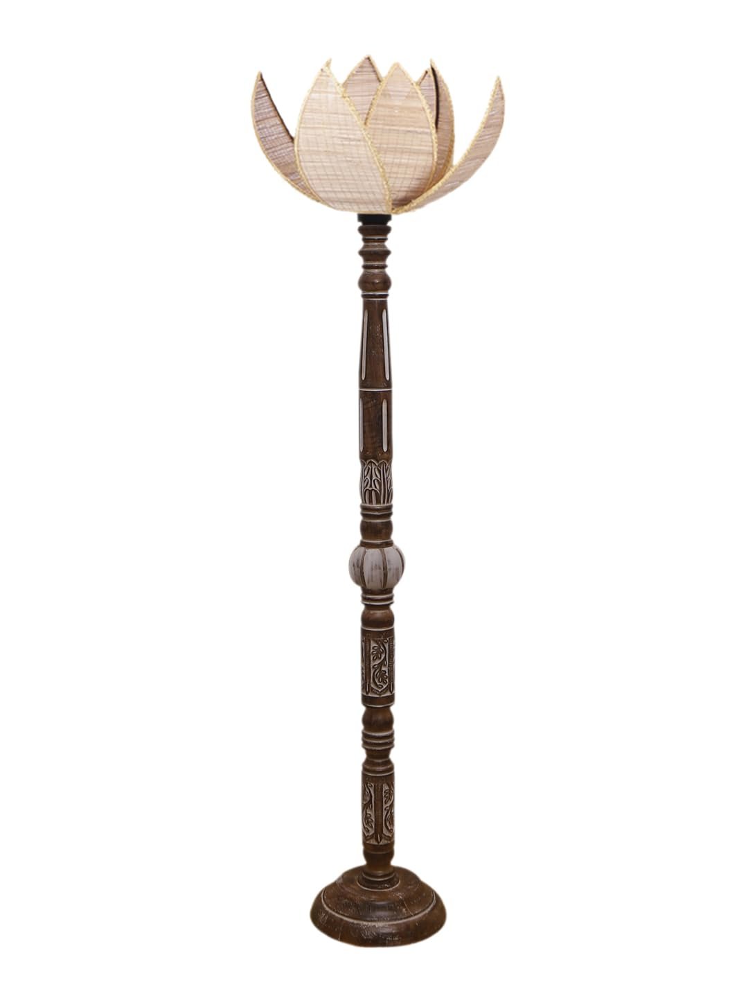 Beige Bamboo Lotus Wooden Floor lamp -54(12x56 Inches)