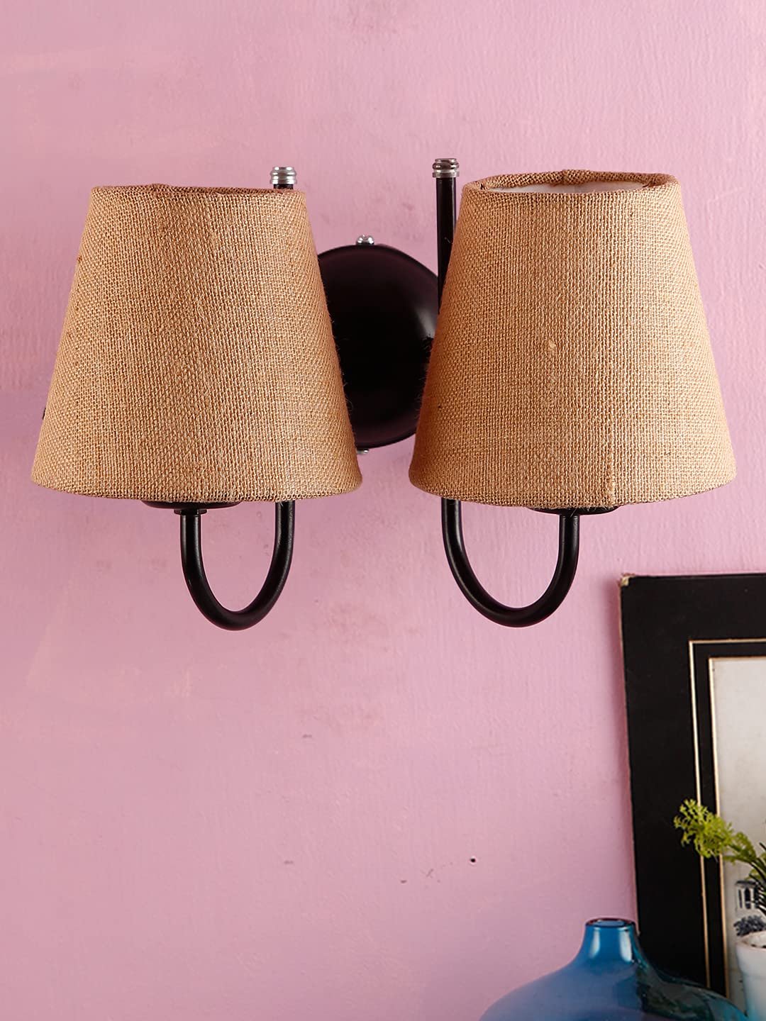 Multicolor Wall Lamp | Elegant Jute Material | Stylish Ambient Light for Home, Office, Living Room, Bedroom, Hallway | Modern Decorative Wall Sconce - Model DRF23