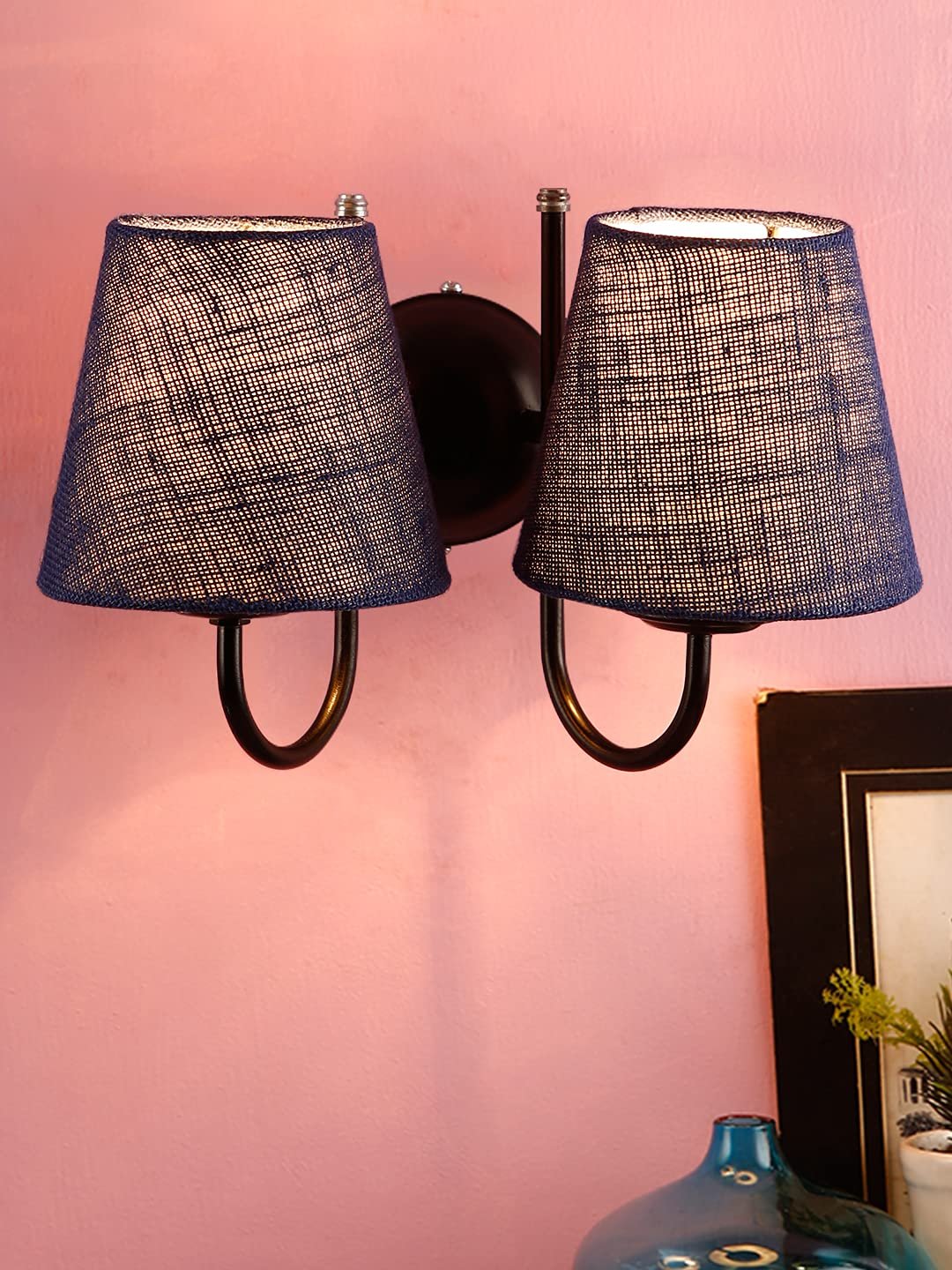 Multicolor Wall Lamp | Elegant Jute Material | Stylish Ambient Light for Home, Office, Living Room, Bedroom, Hallway | Modern Decorative Wall Sconce - Model DRF27