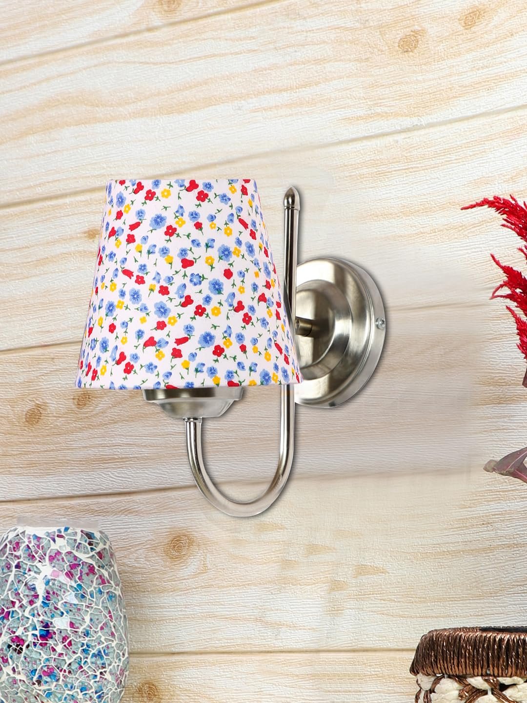 Multicolor Wall Lamp | Elegant Steel & Fabric Design | Stylish Ambient Light for Home, Office, Living Room, Bedroom, Hallway | Modern Decorative Wall Sconce - Model DTG15