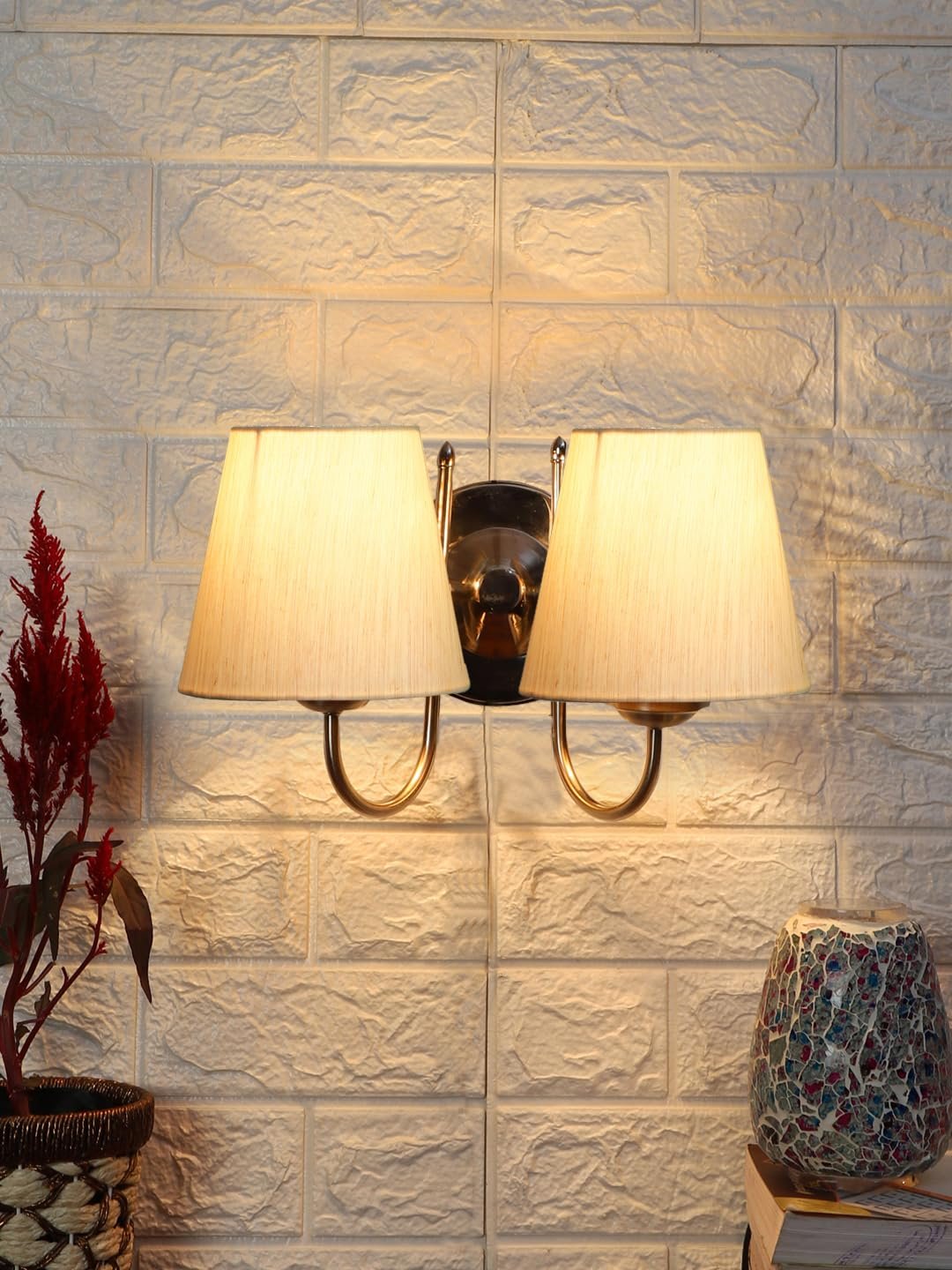Multicolor Wall Lamp | Elegant Steel & Fabric Design | Stylish Ambient Light for Home, Office, Living Room, Bedroom, Hallway | Modern Decorative Wall Sconce - Model DTG31