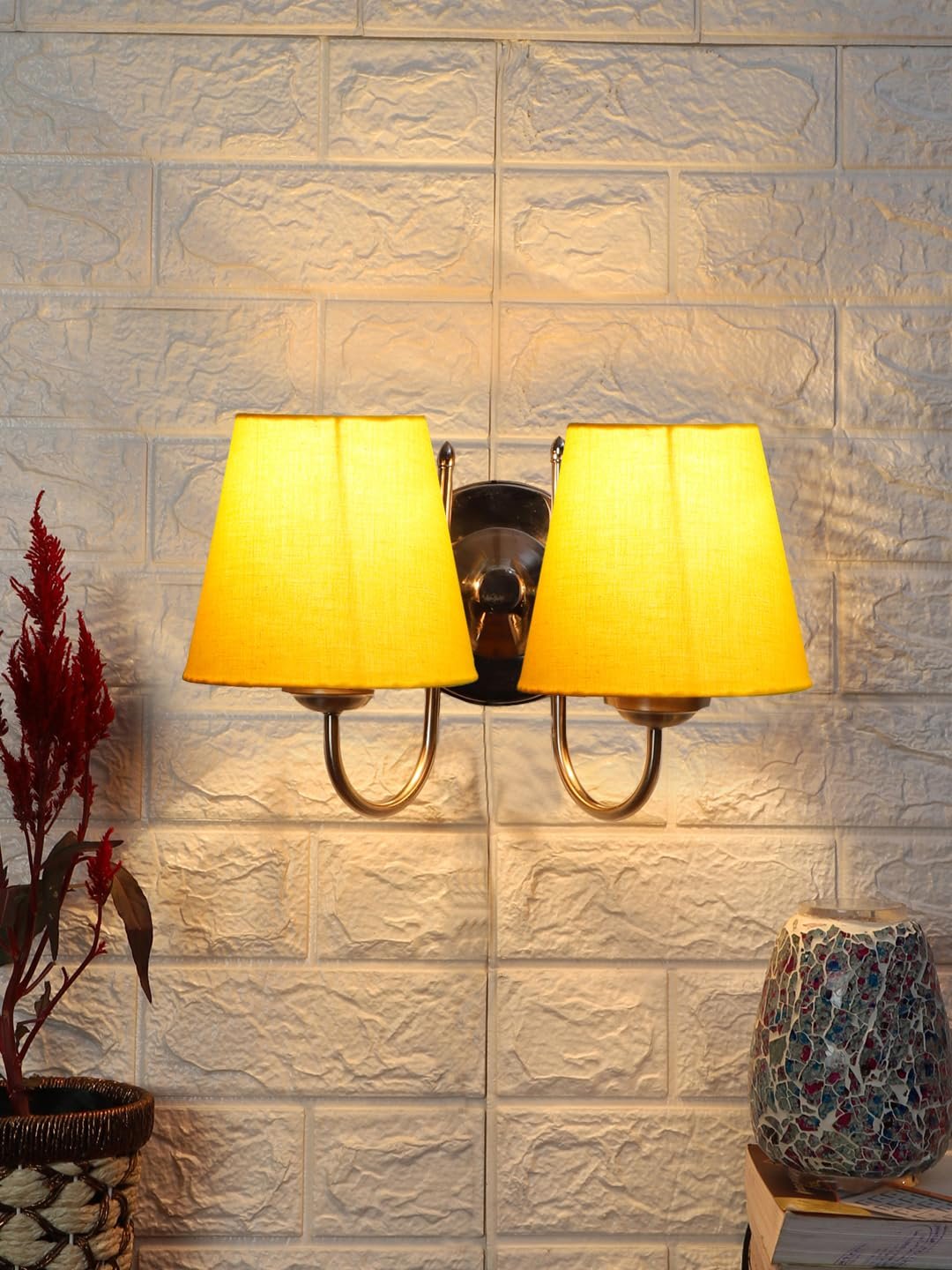 Multicolor Wall Lamp | Elegant Steel & Fabric Design | Stylish Ambient Light for Home, Office, Living Room, Bedroom, Hallway | Modern Decorative Wall Sconce - Model DTG35