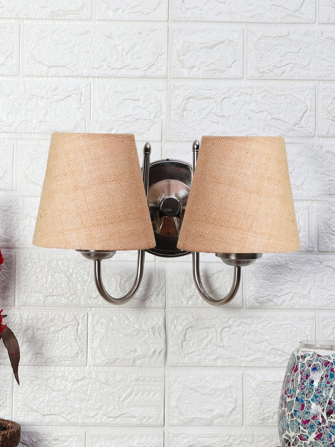 Multicolor Wall Lamp | Elegant Steel & Fabric Design | Stylish Ambient Light for Home, Office, Living Room, Bedroom, Hallway | Modern Decorative Wall Sconce - Model DTG38
