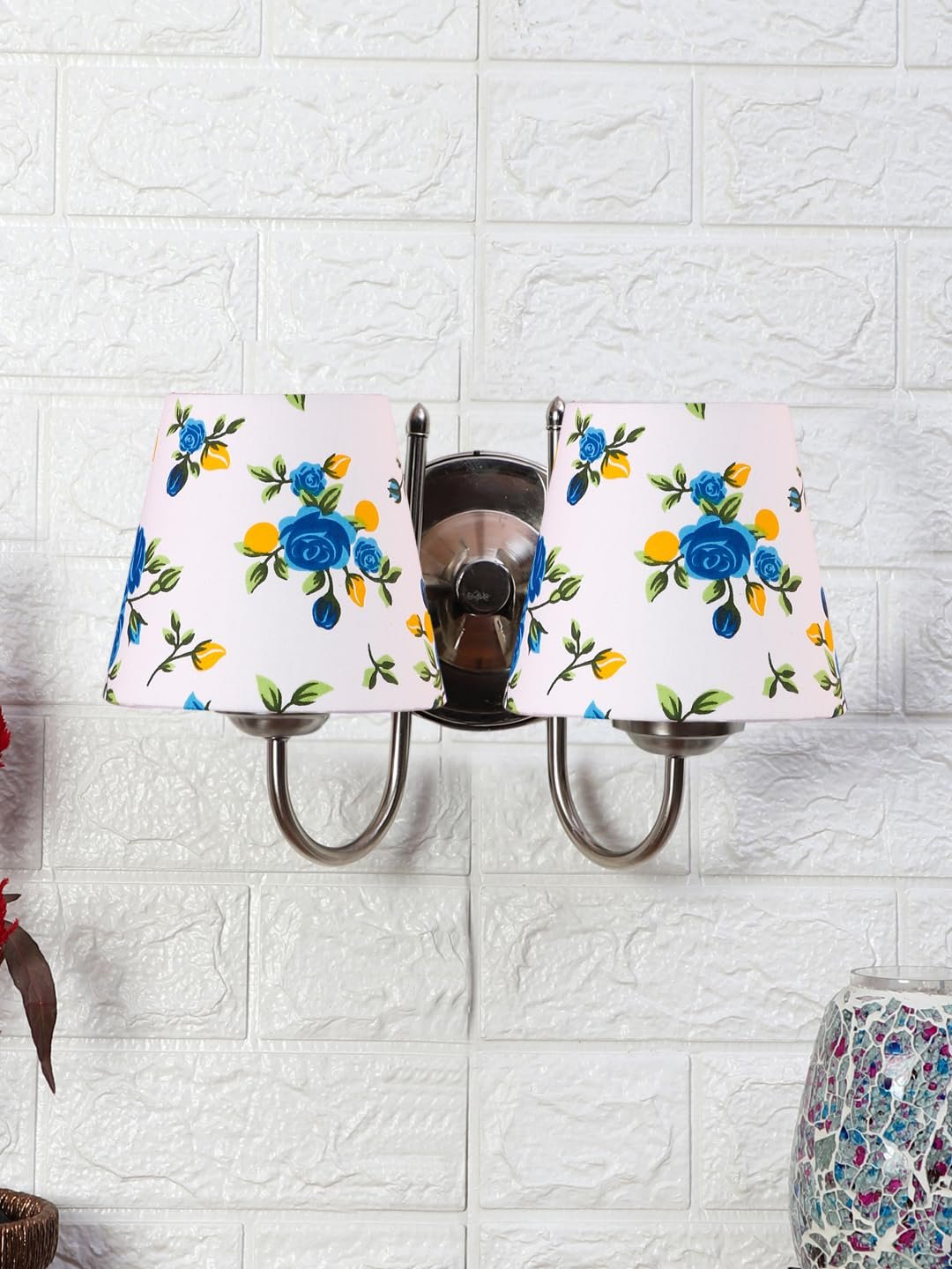 Multicolor Wall Lamp | Elegant Steel & Fabric Design | Stylish Ambient Light for Home, Office, Living Room, Bedroom, Hallway | Modern Decorative Wall Sconce - Model DTG43