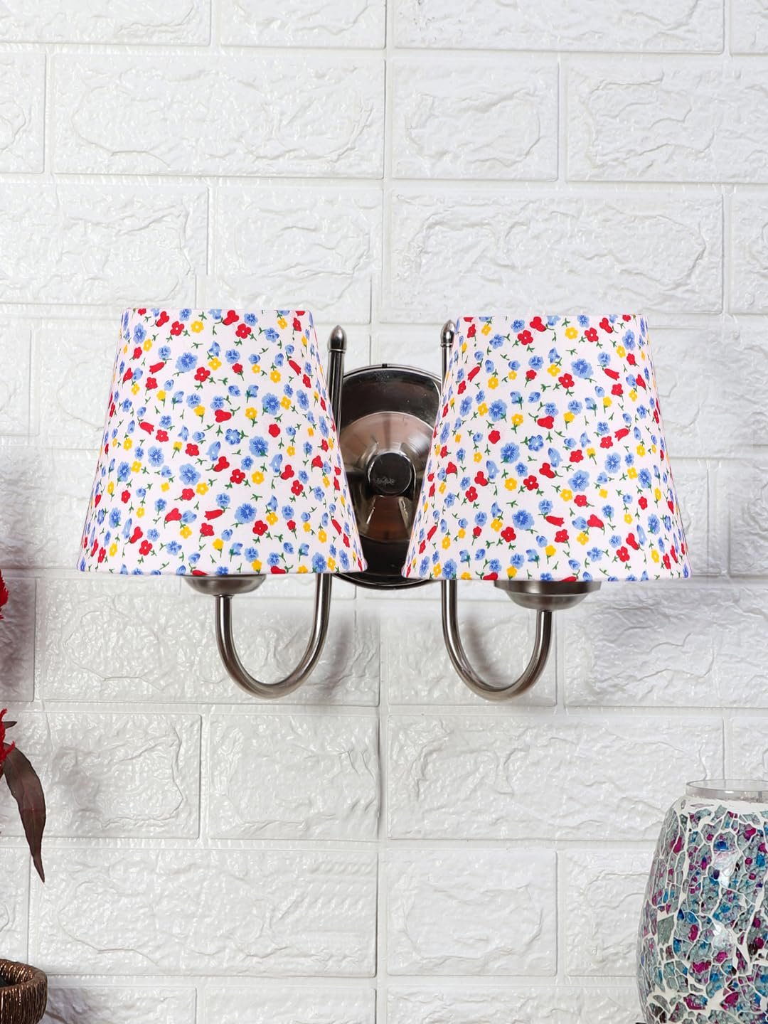 Multicolor Wall Lamp | Elegant Steel & Fabric Design | Stylish Ambient Light for Home, Office, Living Room, Bedroom, Hallway | Modern Decorative Wall Sconce - Model DTG45