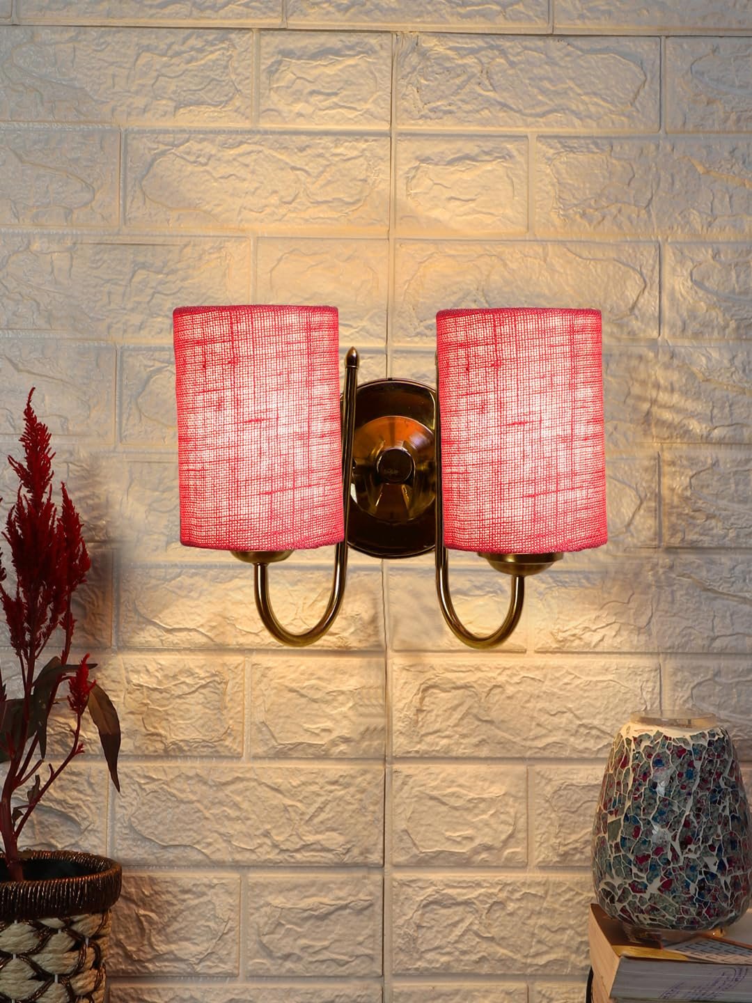 Multicolor Wall Lamp | Elegant Steel & Fabric Design | Stylish Ambient Light for Home, Office, Living Room, Bedroom, Hallway | Modern Decorative Wall Sconce - Model DTG55