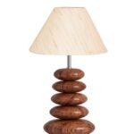Upscale Table Lamp with Glass & Wooden Base | Elegant Night Light for Home & Room Decoration | Bedroom & Living Room Lighting | Multiple Designs – (offwhite)