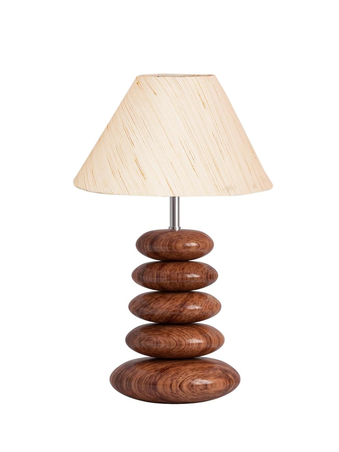 Upscale Table Lamp with Glass & Wooden Base | Elegant Night Light for Home & Room Decoration | Bedroom & Living Room Lighting | Multiple Designs - (offwhite)