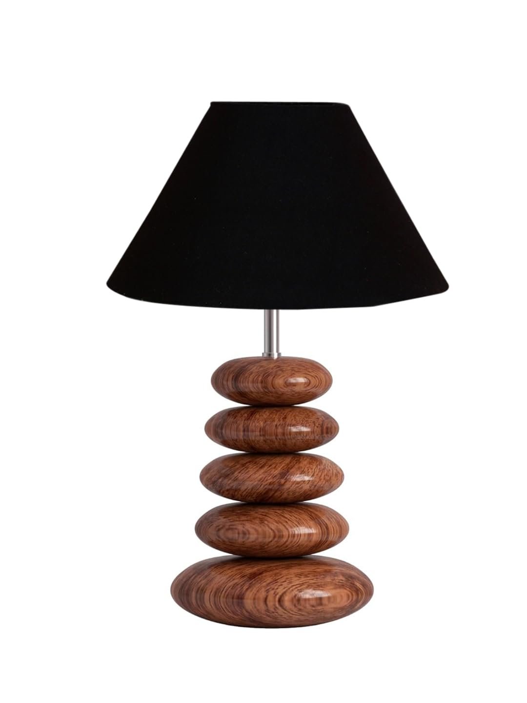 Upscale Table Lamp with Glass & Wooden Base | Elegant Night Light for Home & Room Decoration | Bedroom & Living Room Lighting | Multiple Designs - (Black)