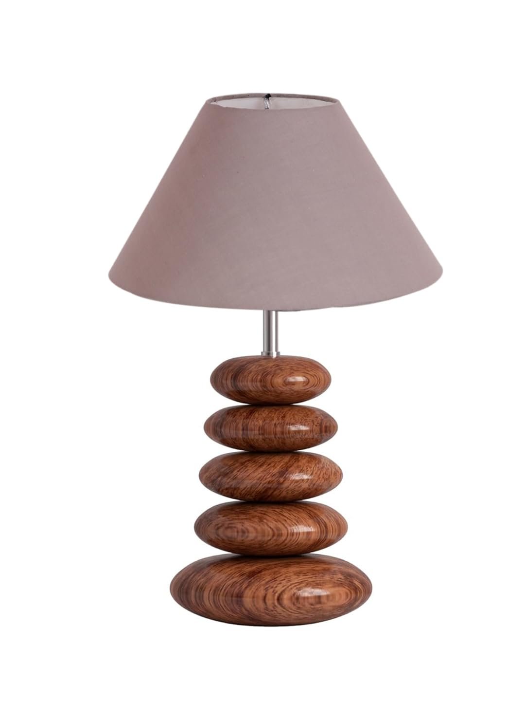 Upscale Table Lamp with Glass & Wooden Base | Elegant Night Light for Home & Room Decoration | Bedroom & Living Room Lighting | Multiple Designs - (Grey)