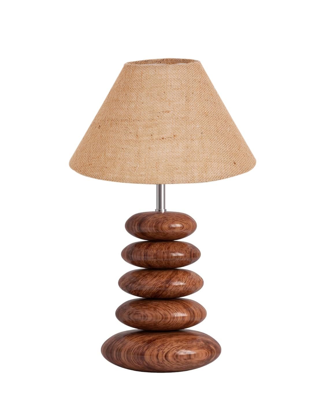Upscale Table Lamp with Glass & Wooden Base | Elegant Night Light for Home & Room Decoration | Bedroom & Living Room Lighting | Multiple Designs - Beige
