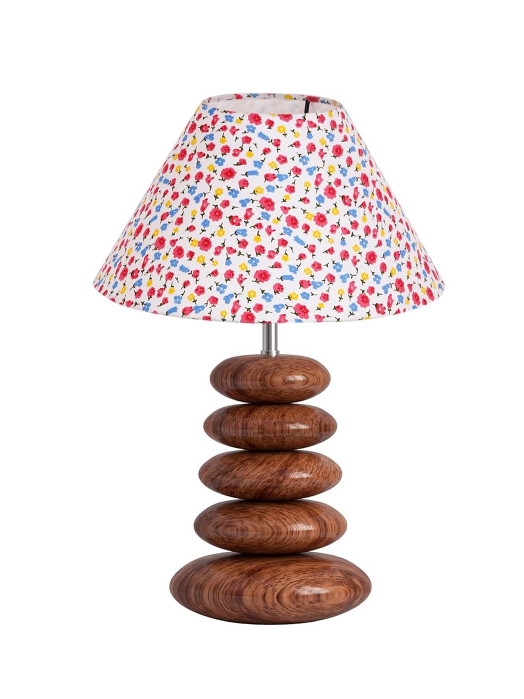 Premium Glass Table Lamp | Decorative Wooden Base Light for Bedroom & Living Room | Perfect Home Accent | Available in Patterns