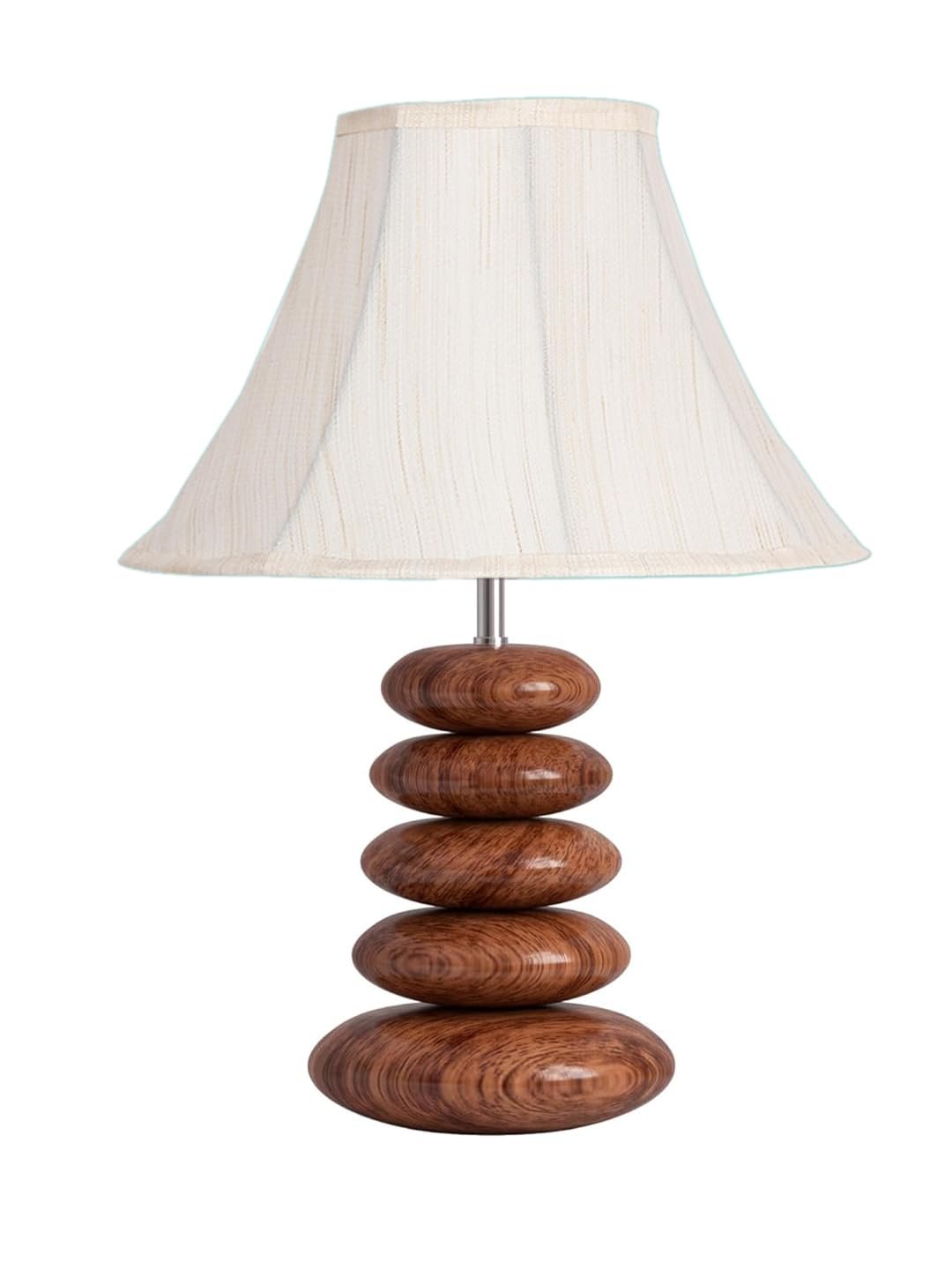 Handmade Glass Lamp | Elegant Table Light with Wooden Base | Perfect for Bedroom, Living Room & Home Decoration | Multiple Designs � Off-White