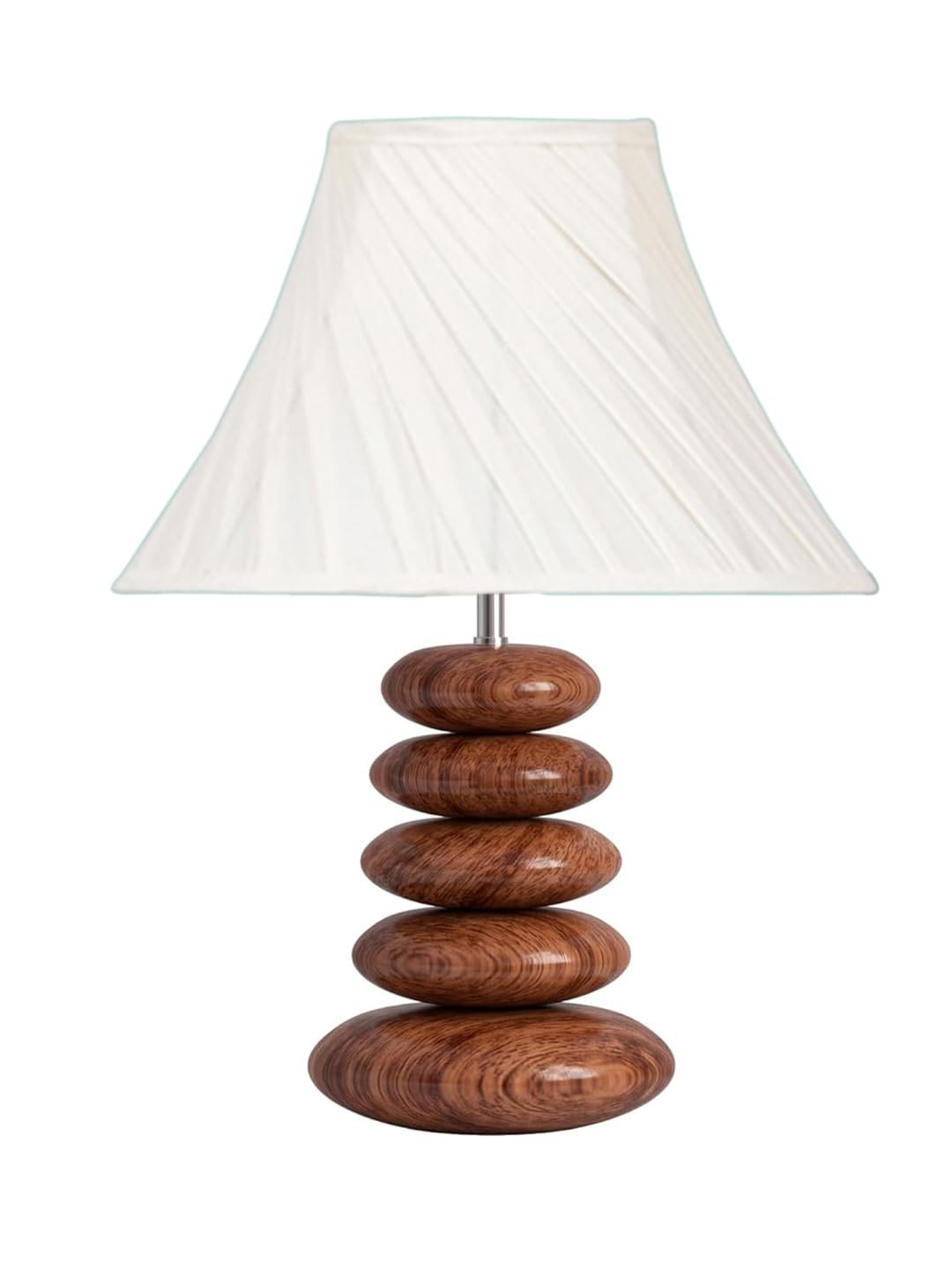 Sophisticated Glass Lamp | Decorative Wooden Base Light for Bedroom, Living Room & Home Lighting | Elegant Colors & Patterns � OffWhite