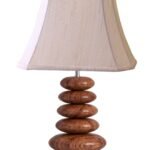 Upscale Table Lamp with Glass & Wooden Base | Elegant Night Light for Home & Room Decoration | Bedroom & Living Room Lighting | Multiple Designs – (Off-White)