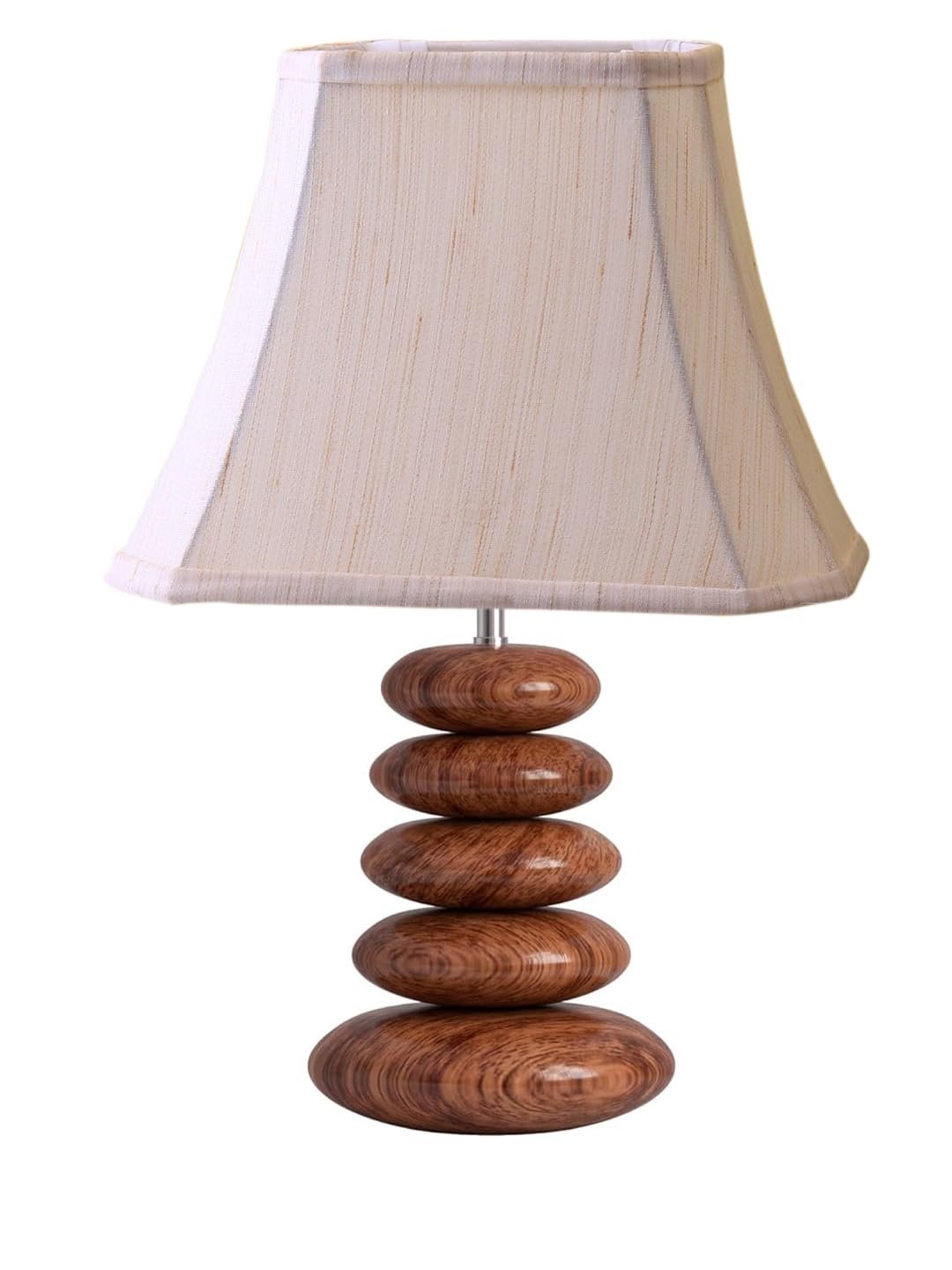 Upscale Table Lamp with Glass & Wooden Base | Elegant Night Light for Home & Room Decoration | Bedroom & Living Room Lighting | Multiple Designs - (Off-White)