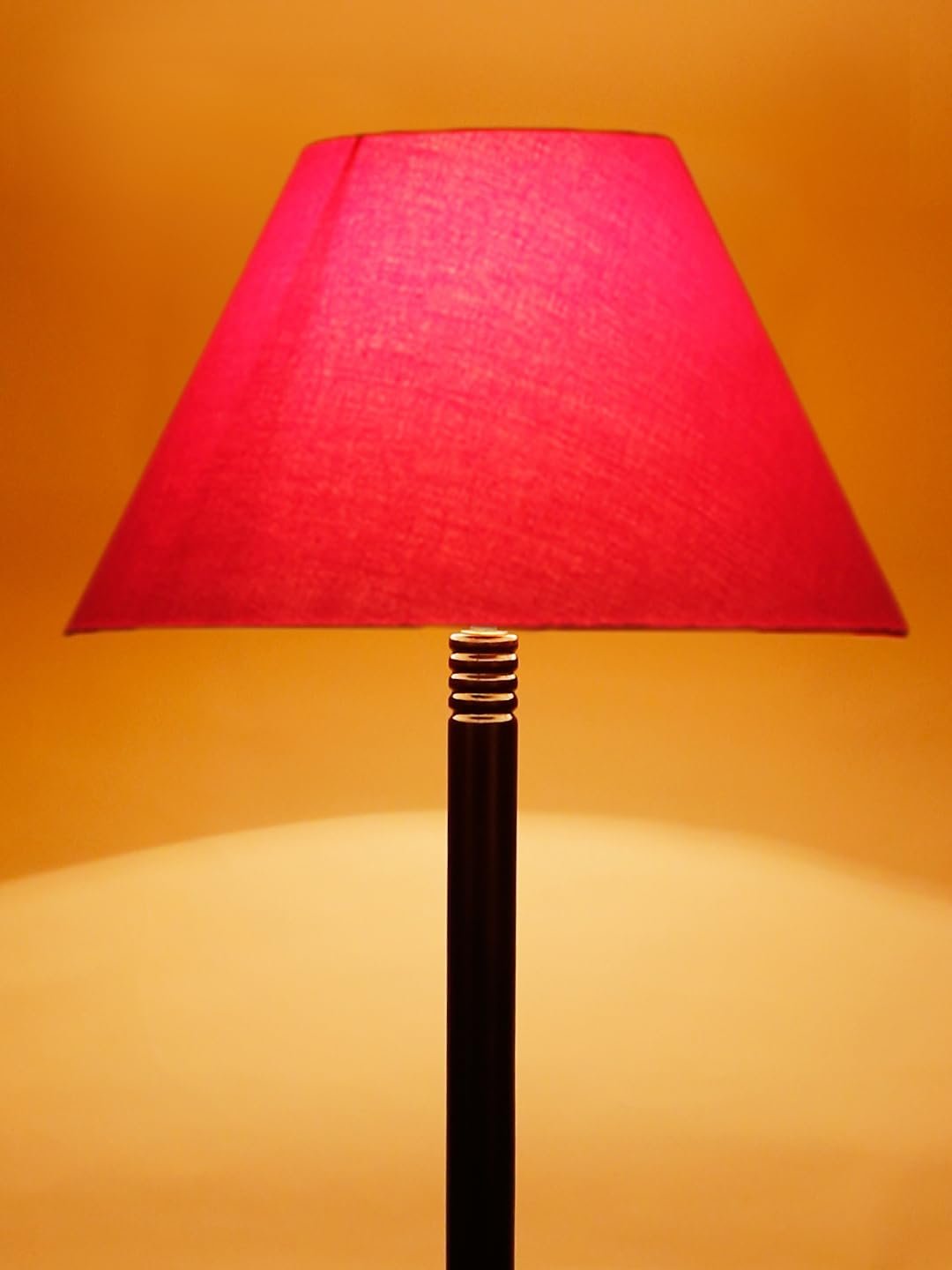 Red Cotton Conical Wooden Floor Lamp -22-(14x55.75inches) -Tripod Brown