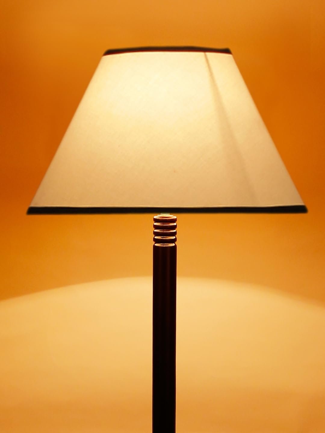 White & Black Cotton Conical Wooden Floor Lamp -26-(14x55.75inches) -Tripod Brown