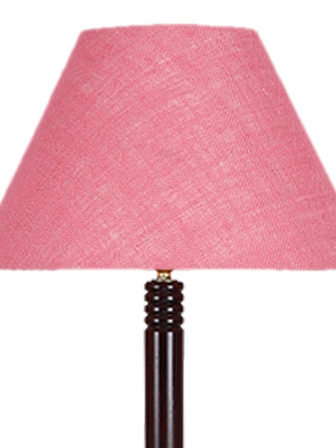 Pink Jute Conical Wooden Floor Lamp -29-(14x55.75inches) -Tripod Brown